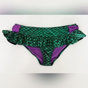 Disney Green and Purple Little Mermaid Swimwear Bikini Bottom- M